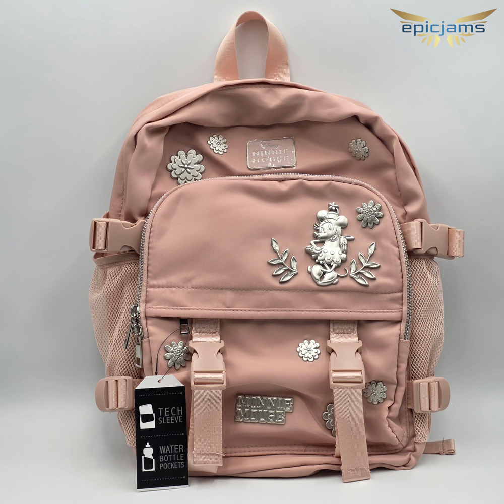 Disney Minnie Mouse Floral Blush Multi-Pocket Backpack New